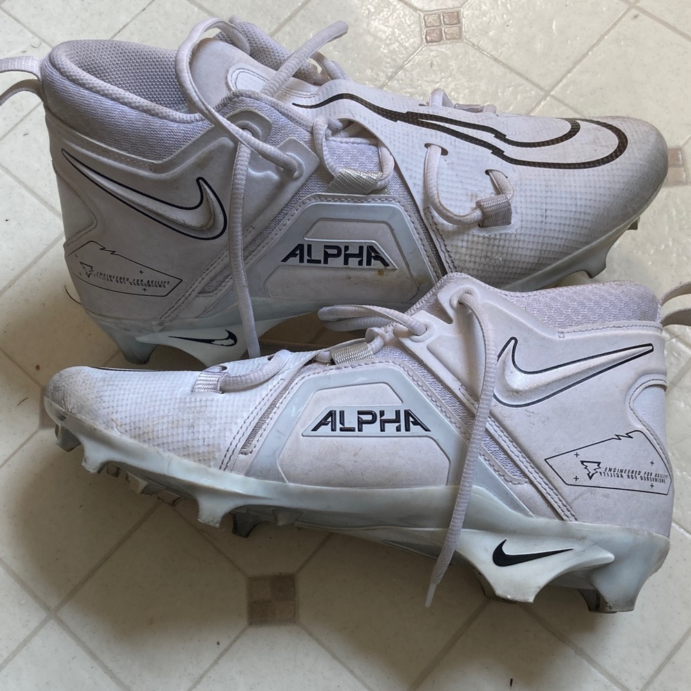 Nike White Alpha Football Cleats with Black Logos
